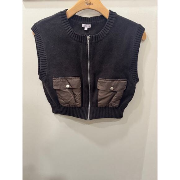 Dot & Lu Sweaters - Dot and Lu Utility Cropped Vest